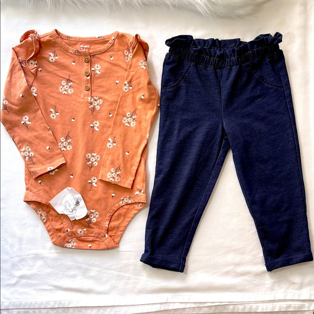 Carter’s Baby Girl Floral Ribbed 2 Piece Set. Size 24 Months. NEW WITHOUT TAGS